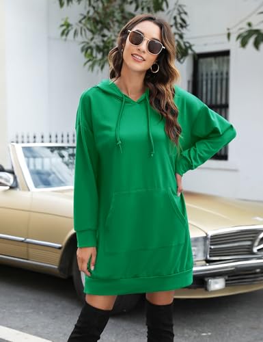 Image of Quenteen Women Hoodies Dress Hooded Sweatshirts Dress Casual Long Sleeve Tunic Dress Oversized Sweatshirts with Pocket