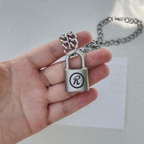 Anime Nana Sid Vicious 'R' Lock & Chain Necklace Nanjing Pendant Cosplay Jewelry Gift for Lovers Couple3