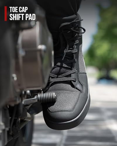 Image of RIDEIRON Motorcycle Shoes for Men, CE Certified, Thickened Anti-Slip Sole, Breathable Casual Riding Boots with Ankle Support, Shift Pad 11 Black
