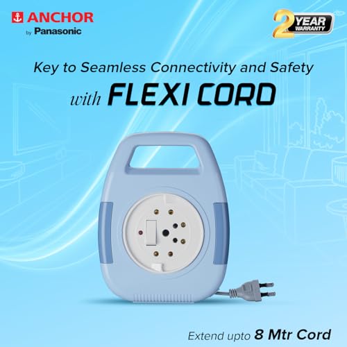 Image of Anchor by Panasonic 6A 2 Pin Flex Box with Indicator & Handle | 8 Mtr Extension Flex Box for Home, Office (Blue, 5219, Pack of 2)