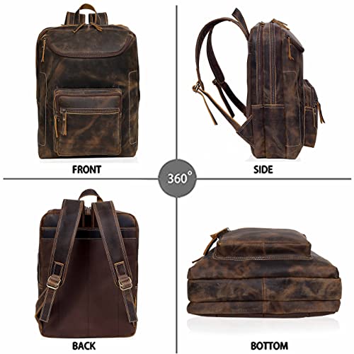 Vintage Leather Backpack For Men 16