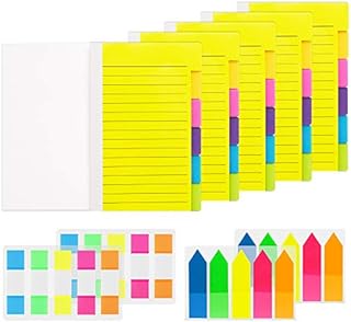 HOSTK 700 Sheets Divider Sticky Notes, 5 Packs Tabbed Self-Stick Lined Note Pad 4 x 6in, 4 Packs Translucent Sticky Index Tabs, Tabbed Index Divider Ruled Notes Writable File Tabs Flags