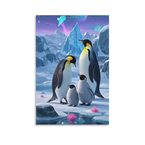 Cuadro en lienzo de pingüino para solucionar paredes frías en salones y pasillo