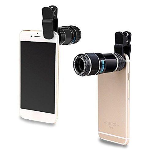 Upgraded Design Professional Cellphone Camera Lens, Universal 12X Telephoto Lens, Clip-on Phone Camera Lens, Camera Attachment for iPhone 8, iPhone 7, and Android Most Smartphones
