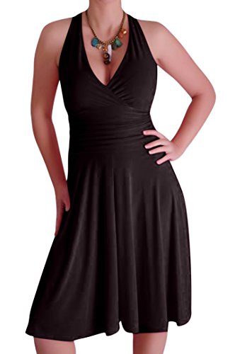 EyeCatchClothing - Nicole Neckholder Kleid Schwarz Gr. 8 UK / 36 EU