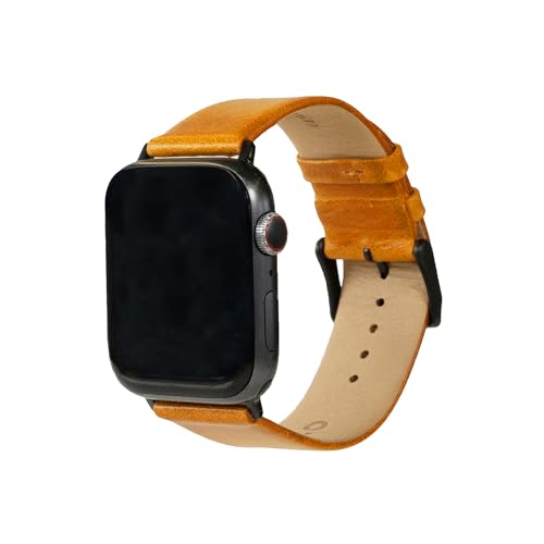 Kolo Wells Leather Watch Band, Compatible With Apple Watch Series 1,2,3,4,5,6,7,8,9,SE,Ultra, Yellow