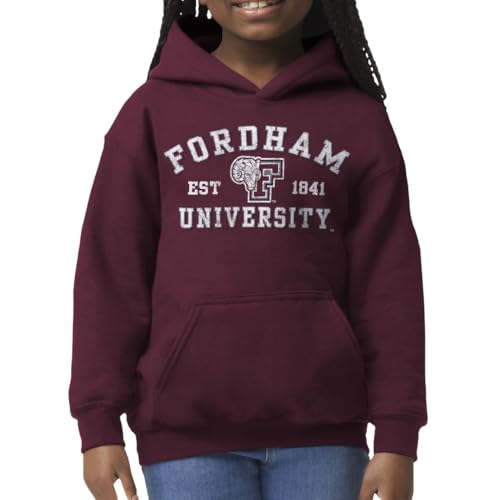 Barnesmith Fordham University Rams Youth Unisex Hooded Sweatshirt Vintage Maroon Small