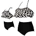 ChayChax Costume da Bagno per Ragazze Donna Carino Costumi da Bagno Due Pezzi Famiglia Madre e Figlia Vita Alta Bikini con Balza, Leopardo Nero, 8-12 Anni (152)