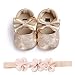 EDOTON Baby Mädchen 2 Pcs Kleinkind Party Schuhe Mit Stirnband, A - Gold, Gr.- 6-12 Monate/Herstellergröße- 3
