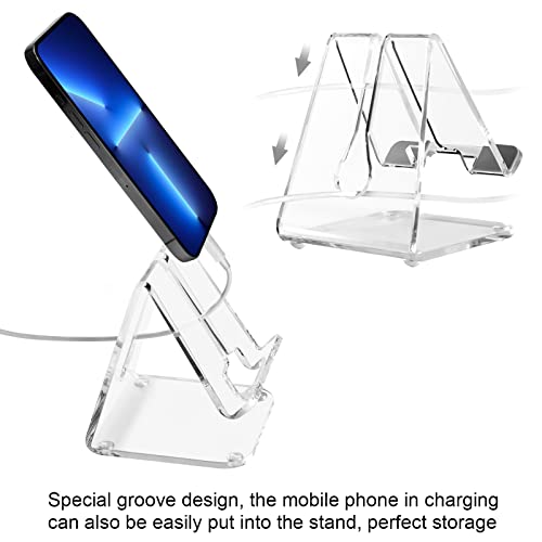 Jinshveg Acrylic Cell Phone Stand, Office Phone Holder, Office Desk Accessories Clear Phone Stand , Compatible With 4-10'' Phone 13 Pro Max , Android Smartphone, Office Supplies #TOP1