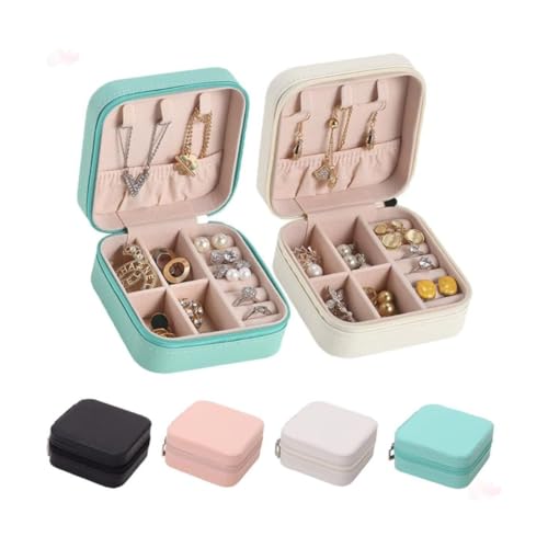 Porta-jóias portátil Caixas de Jóias Para Mulheres Conjunto de Colar | Bolsa de armazenamento de joias de viagem para colar, brincos, anéis. (Verde)