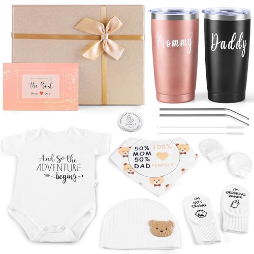 Image of New Mom Gifts for Women, Best Pregnancy Gifts Basket for New Parents, Gender Reveal Ideas Gift Set for First Time Mom & Dad Expecting Parents to Be Gender Reveal Baby Shower Newborn Baby Boy or Girl