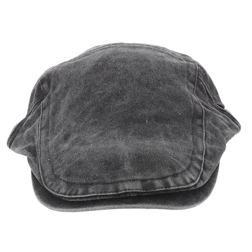NOLITOY Gorra de Repartidor de Periódicos Negra Vintage Lavada, Boina Unisex de Estilo Británico, Sombrero de Conductor Ajustable para Mujer y Hombre, Gorra Casual de Tela Cómoda