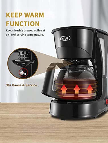 Image of Gevi 4 Cups Small Coffee Maker, Compact Coffee Machine with Reusable Filter, Warming Plate and Coffee Pot for Home and Office