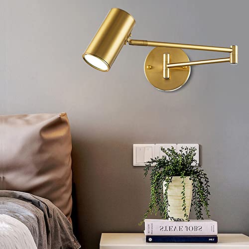 Image of Swing Arm Wall Sconce Adjustable Wall Mount Reading Light Headboard Lamp, Modern Hardwired Sconces GU10 Wall Swivel Spot Lights for Bedroom Bedside Living Room Study