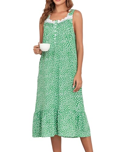 Viakeo Cotton Nightgowns For Women Long House Dress Soft Sleepshirts With Pockets S-3XL