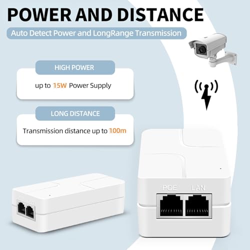 Inyector PoE hasta 30 W, Adaptador PoE de 2,5 Gigabit para Cámaras IP y Teléfonos IP, Distancia de Red hasta 100 m, Fuente de Alimentación PoE con Certificación UL, Blanco miniatura 5