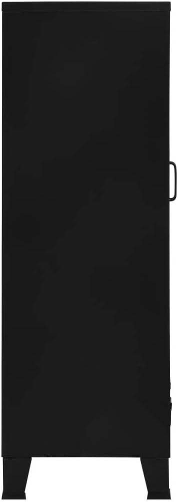 vidaXL Office Cabinet Black Steel, Plastic Medium Filing Cabinet