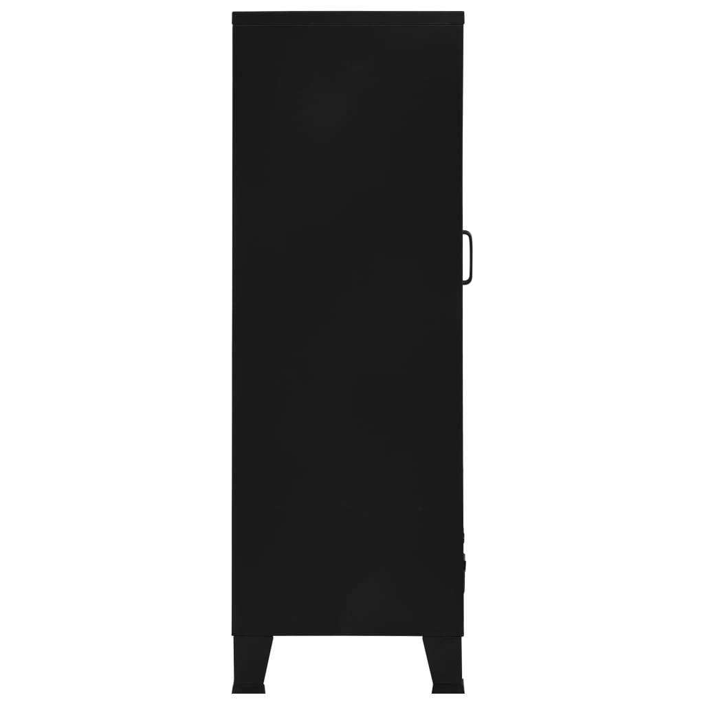 vidaXL Armario Oficina Indutrial Puertas Malla Mueble de Despacho Archivador Cajones Compartimentos Almacenamiento Organizador Acero Negro