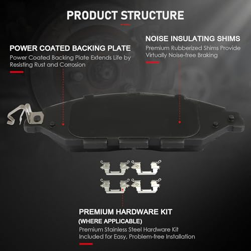 Image of cciyu D1649 Front Ceramic Disc Brake Pads Kit For INFINITI JX35 2013,For INFINITI QX60 2014-2019,For Nissan Murano 2015-2020,For Nissan Pathfinder 2013-2019