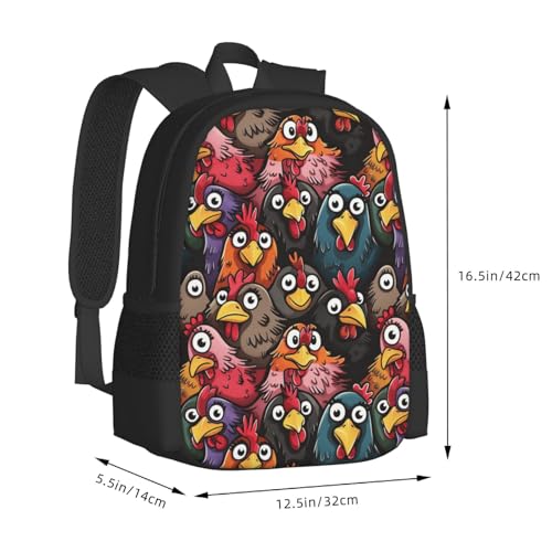 Funny Chicken Backbags Large Adjustable Backpack Lightweight Daypack for Men Women 16.5 Inches3