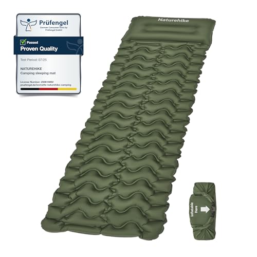 Naturehike Materassino gonfiabile ultraleggero, leggero, singolo, per esterni, compatto e resistente...