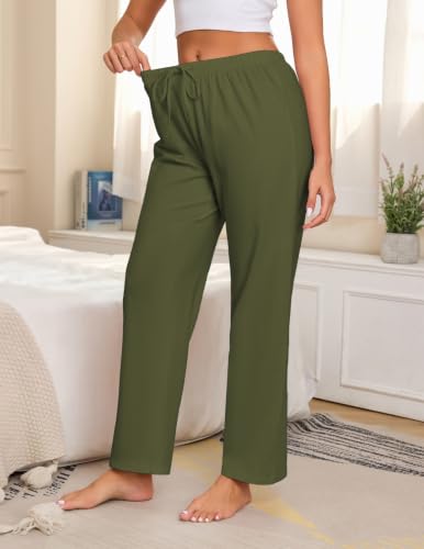 Image of Veseacky Women 100% Cotton Pajama Bottoms Comfy Soft Lounge Sleep Pants Drawstring Sleepwear 3 Pack S-XXL