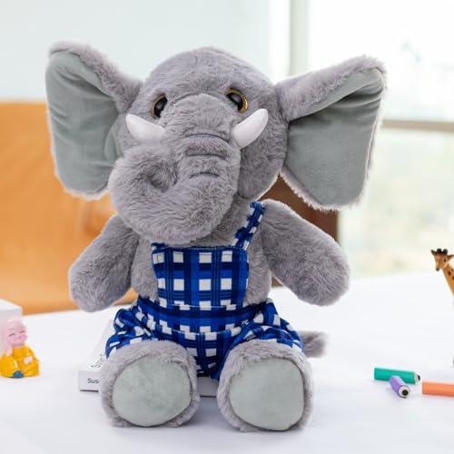 Image of Mirada Huggable Dangri Elephant Soft Toy | Grey Plush Stuffed Animal Gift for Kids & Girls | Soft Toys for Kids, Stuffed Animals, Animal Soft Toys, Cuddle Toy, Baby Gift, Room Decor Plush | 38cm