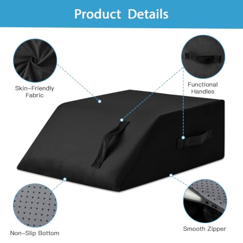 Image of MEGCXIT Leg Pillow Elevation Blood Circulation, Leg Wedge for Elevation for Swelling, Leg Elevating Pillow for After Surgery, Memory Foam Foot Knee Pillow for Back Sleeping 24x19x8 Inch Black