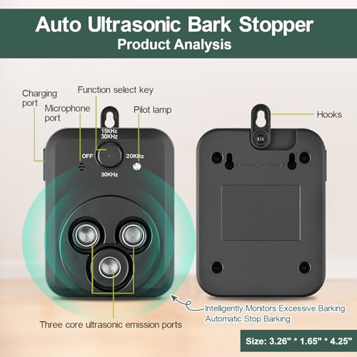 Anti Barking Device, Auto Dog Barking Control Devices with 3 Modes, Rechargeable Ultrasonic Bark Box Dog Barking Deterrent Devices, Effective Stop Barking Dog Devices Safe for Indoor Outdoor Dogs - Thumbnail 3