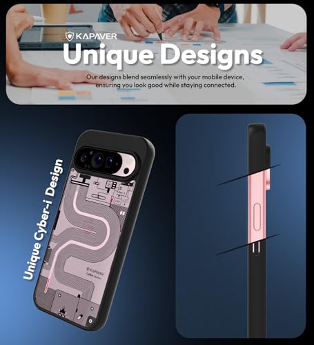 Image of KAPAVER Back Cover Case Compatible for Google Pixel 9 /9 Pro (PC+TPU) (Cyber-i Black)