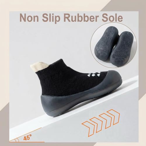 Image of Hstyle Baby Sock Shoes Toddler Boys Walking Shoes Infant Slippers Sneakers | Non-Slip,Soft Rubber Sole,Lightweight,1st Birthday Gifts for Baby Boys Girls