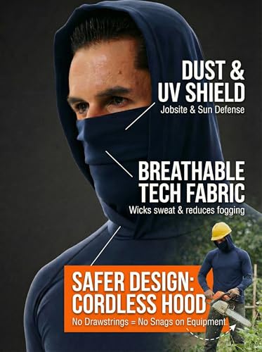 Image of 3-Pack Men's Sun Hoodie with Mask - Quick Dry Compression Fishing Shirts Long Sleeve Outdoor Work Tactical Hiking Gear