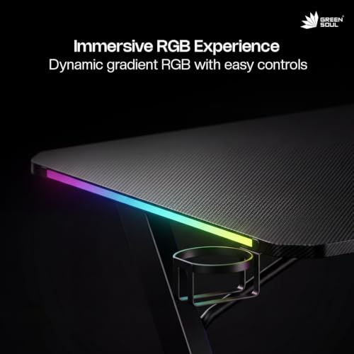 Image of Green Soul Blaze Smart Gaming Table | 15mm Thick Top | RGB | Headphone Hook & Cup Holder |Computer Table, Workstation, Home Office Desk| 1 Year Warranty | (Black,1200 x 600 Top)
