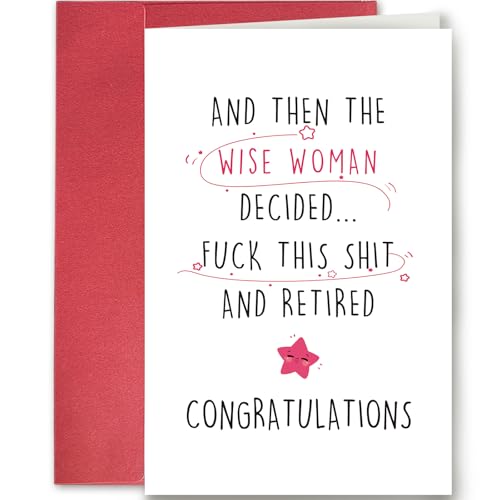 SuperShunhu Funny Retirement Card for Women Colleague Leaving Work Card Retiring Card Gift for Coworker Humor Happy Retirement Card The Wise Women Retired Congratulation Card