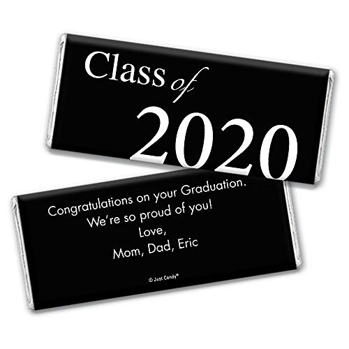 Graduation Chocolate Bar Wrappers - "Class Of" And Year (25 Wrappers) - Black #TOP22