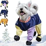 Conception avec bottes intégrées pour une protection complète des pattes : cette combinaison de ski pour chien est dotée de bottes intégrées qui recouvrent entièrement les pattes de votre chien, empêchant la neige, la glace et le froid de pénétrer, tout en évitant les problèmes liés à la chute des bottines séparées