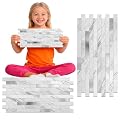 Koynsle Peel and Stick Backsplash Tile Waterproof Removable PVC Wall Sticker 3D Faux Stone Marble Brick White Accent Panels (White Marble - Metal Silver, 20 Tiles - 9 sq. ft. (0.84 M²))