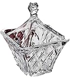 StudioSilversmiths 44040 Square Crystal Candy Box With Diamond Cut Design