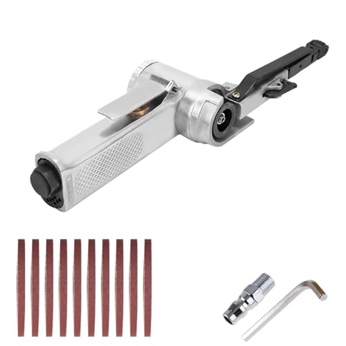 TOOSOAR Lijadora de Banda Aire,Bandas de Lijado 330 x 10 mm,con 10 Bandas de Lijado,para Madera,Metal,Piedra para Lijar,Limar