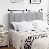 UEV King Headboard Only, Wall Mounted Hanging Upholstered Bed Head Board, Modern Vertical Channel Design of Fine Linen, Elegant Grey Fluted Headboard for Bedroom (Grey, King Size)