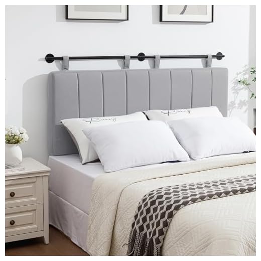 UEV King Headboard Only, Wall Mounted Hanging Upholstered Bed Head Board, Modern Vertical Channel Design of Fine Linen, Elegant Grey Fluted Headboard for Bedroom (Grey, King Size)
