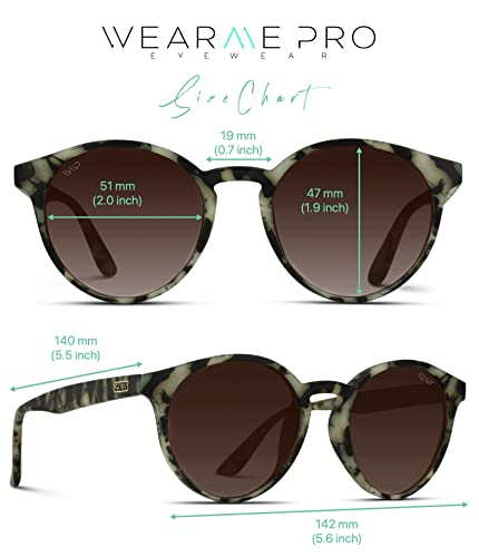 Wearme Pro - Retro Round Sturdy Sunglasses 100% Uva/Uvb Lenses For Women Men (Clear Frame/Mirror Blue Lens, 51) #TOP5