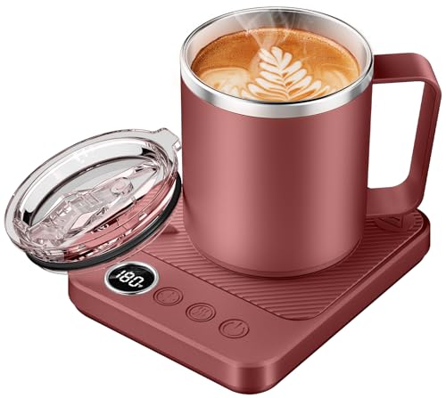 Image of Felibeaco Coffee Mug Warmer & Mug Set for Desk, Smart Coffee Cup Warmer with 16oz Heated Mug, Cup Heater with Auto Shut Off for Office /Home, Coffee Gifts for Women /Men /Dad on Father's Day, Red