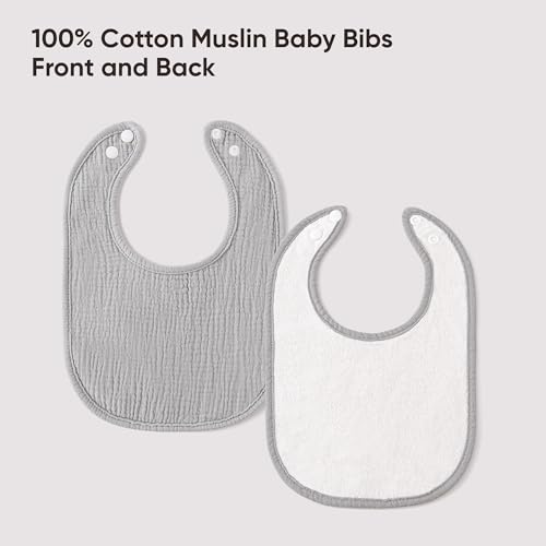 Image of Bearmoss Baby Bibs for Drooling and Teething 100% Cotton Muslin Bibs for Baby Boy & Girl,Adjustable, Ultra Absorbent,8 Pack