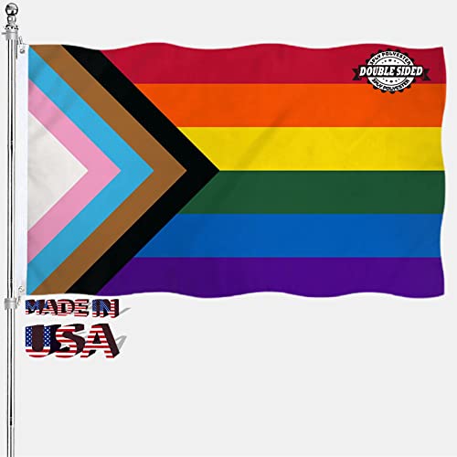 Progress Pride Flag 3X5 Outdoor Rainbow Lgbt Flags Banner Heavy Duty 210D Polyester Material Gay Flag With 2 Metal Grommets #TOP4