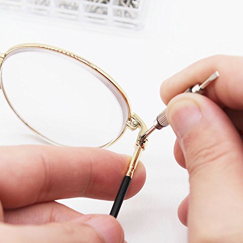 1000 PCS Glasses Screws Nut Assortment, YOCZOX Glasses Repair Tool Kit for Glasses Optical Repair Tool Set for Eyeglass/Sunglass/Spectacles/Watch & 1 Screwdriver & 1 Tweezers