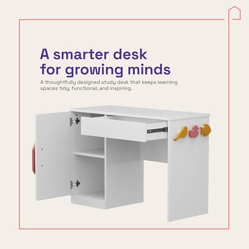 Image of Wakefit Moppin Engineered Wood Study Table - Frosty White Finish
