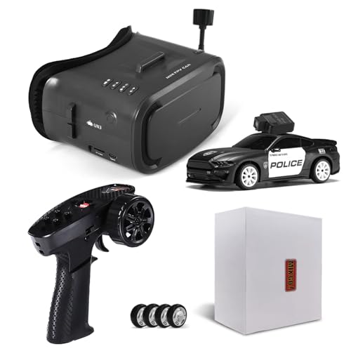 MG034 FPV Drift RC Car with Goggles & Camera for Thrilled Rxperience,20KM/H Remote Control Cars- Gyro,Drift/Racing Tires,Full Simulated Lighting System,4WD RC Car Toy for Adult (Black, FPV Version)
