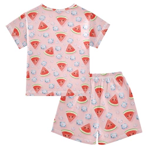 Pajama Short Sets Watermelon Ice Bubble Pattern Soft Cotton Summer Sleepwear 2 Piece PJS Size 5-14T2